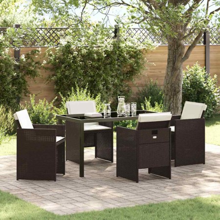 Conjunto de Comedor de Jardín 5 pcs Marrón ratán sintético en Sillas de jardín | Comprar online en Foru.es