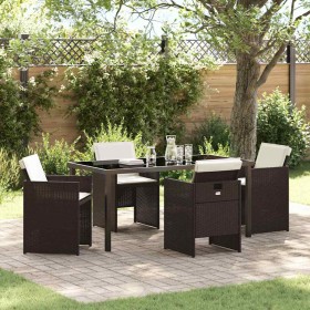 Conjunto de Comedor de Jardín 5 pcs Marrón ratán sintético en Sillas de jardín | Comprar online en Foru.es