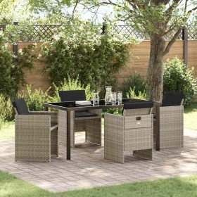 Conjunto de Comedor de Jardín 5 pcs Gris claro Poliratán en Sillas de jardín | Comprar online en Foru.es