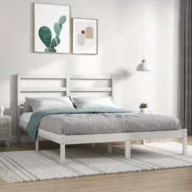 Estructura de cama de madera de pino maciza blanca 140x200 cm de vidaXL, Camas y somieres - Ref: Foro24-3104934, Precio: 113,...