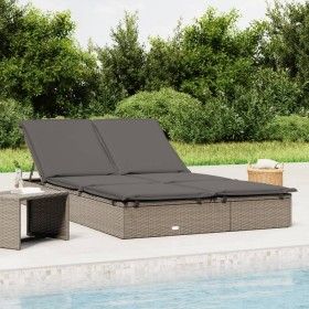 Tumbona 2 personas ratán sintético con cojines gris de vidaXL, Tumbonas - Ref: Foro24-319646, Precio: 276,75 €, Descuento: %
