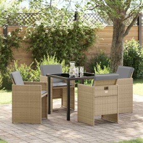 Conjunto de Comedor de Jardín con cojín 5 pcs Beige Poliratán en Sillas de jardín | Comprar online en Foru.es