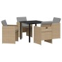 Conjunto de Comedor de Jardín con cojín 5 pcs Beige Poliratán en Sillas de jardín | Comprar online en Foru.es