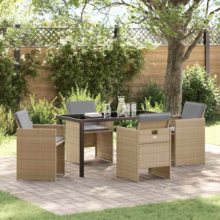 Conjunto de Comedor de Jardín con cojín 5 pcs Beige Poliratán en Sillas de jardín | Comprar online en Foru.es