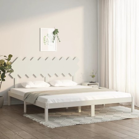 Estructura cama de madera maciza blanca super king 180x200 cm de vidaXL, Camas y somieres - Ref: Foro24-3104884, Precio: 146,...