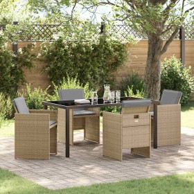 Conjunto de Comedor de Jardín con cojín 5 pcs Beige Poliratán en Sillas de jardín | Comprar online en Foru.es