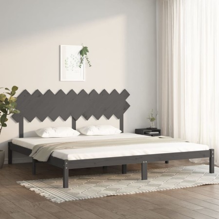 Estructura de cama de madera maciza de pino gris 200x200 cm de vidaXL, Camas y somieres - Ref: Foro24-3104890, Precio: 163,25...
