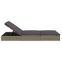 Tumbona 2 personas ratán sintético con cojines gris de vidaXL, Tumbonas - Ref: Foro24-319646, Precio: 276,75 €, Descuento: %