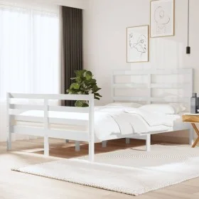 White solid pine wood bed frame 140x190 cm by vidaXL, Beds and slatted bases - Ref: Foro24-3104987, Price: 121,41 €, Discount: %