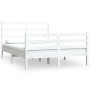 Estructura de cama de madera de pino maciza blanca 140x190 cm de vidaXL, Camas y somieres - Ref: Foro24-3104987, Precio: 122,...
