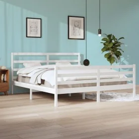 Estructura de cama madera maciza de pino blanco 200x200 cm de vidaXL, Camas y somieres - Ref: Foro24-3105027, Precio: 145,13 ...