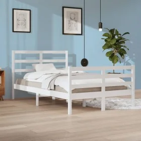 Solid white pine wood bed frame 120x200 cm by vidaXL, Beds and slatted bases - Ref: Foro24-3105002, Price: 116,67 €, Discount: %