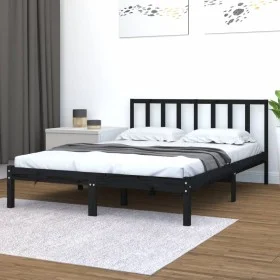 Solid black pine wood bed frame 150x200 cm by vidaXL, Beds and slatted bases - Ref: Foro24-3105080, Price: 166,38 €, Discount: %