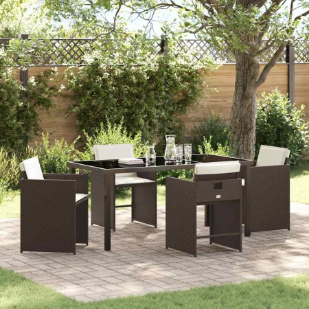 Conjunto de Comedor de Jardín 5 pcs Marrón ratán sintético en Sillas de jardín | Comprar online en Foru.es