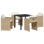 Conjunto de Comedor de Jardín 5 pcs Beige ratán sintético en Sillas de jardín | Comprar online en Foru.es