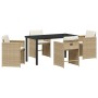 Conjunto de Comedor de Jardín 5 pcs Beige ratán sintético en Sillas de jardín | Comprar online en Foru.es