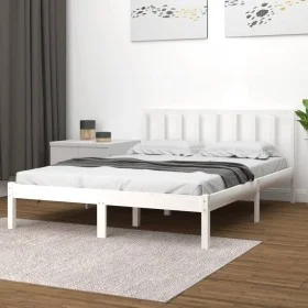 Solid white pine wood bed frame 120x190 cm by vidaXL, Beds and slatted bases - Ref: Foro24-3105107, Price: 127,05 €, Discount: %