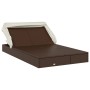Tumbona 2 personas toldo plegable ratán PE marrón 213x118x97 cm de vidaXL, Tumbonas - Ref: Foro24-319649, Precio: 257,48 €, D...