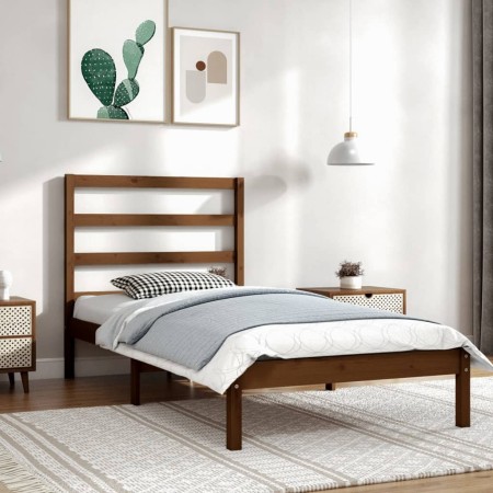 Estructura de cama madera maciza pino marrón miel 100x200 cm de vidaXL, Camas y somieres - Ref: Foro24-3104926, Precio: 98,57...