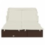 Tumbona 2 personas toldo plegable ratán PE marrón 213x118x97 cm de vidaXL, Tumbonas - Ref: Foro24-319649, Precio: 257,48 €, D...
