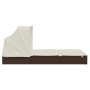 Tumbona 2 personas toldo plegable ratán PE marrón 213x118x97 cm de vidaXL, Tumbonas - Ref: Foro24-319649, Precio: 257,48 €, D...