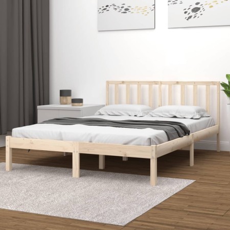 Estructura de cama de madera maciza de pino 200x200 cm de vidaXL, Camas y somieres - Ref: Foro24-3105091, Precio: 127,67 €, D...