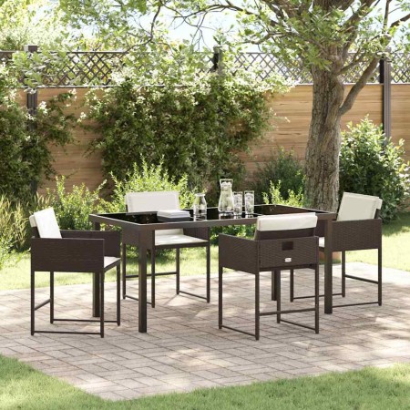 Conjunto de Comedor de Jardín 5 pcs Marrón ratán sintético en Sillas de jardín | Comprar online en Foru.es