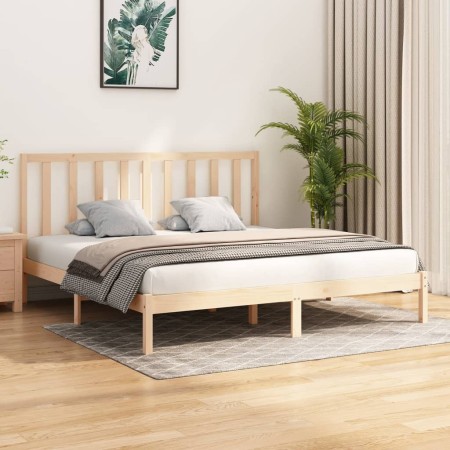 Estructura de cama de madera maciza de pino 200x200 cm de vidaXL, Camas y somieres - Ref: Foro24-3105180, Precio: 123,86 €, D...
