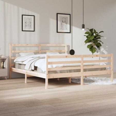 Estructura de cama de madera maciza de pino 200x200 cm de vidaXL, Camas y somieres - Ref: Foro24-3105026, Precio: 135,81 €, D...