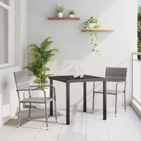 Conjunto de Comedor de Jardín 3 pcs Gris ratán sintético en Sillas de jardín | Comprar online en Foru.es
