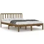 Honey brown solid pine wood bed frame 200x200 cm by vidaXL, Beds and slatted bases - Ref: Foro24-3105094, Price: 157,98 €, Di...