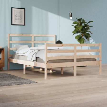 Estructura de cama madera maciza de pino 140x200 cm de vidaXL, Camas y somieres - Ref: Foro24-3105006, Precio: 114,73 €, Desc...