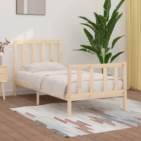 Solid wood bed frame 90x190 cm by vidaXL, Beds and slatted bases - Ref: Foro24-3105190, Price: 88,89 €, Discount: %