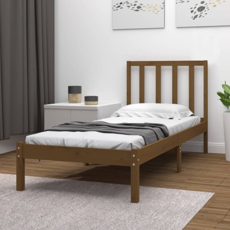 Estructura de cama madera maciza pino marrón miel 100x200 cm de vidaXL, Camas y somieres - Ref: Foro24-3105064, Precio: 100,6...