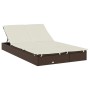 Tumbona 2 personas toldo redondo ratán PE marrón 211x112x140 cm de vidaXL, Tumbonas - Ref: Foro24-319653, Precio: 288,42 €, D...