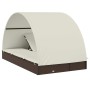 Tumbona 2 personas toldo redondo ratán PE marrón 211x112x140 cm de vidaXL, Tumbonas - Ref: Foro24-319653, Precio: 288,42 €, D...