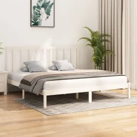 Estructura de cama madera maciza de pino blanco 200x200 cm de vidaXL, Camas y somieres - Ref: Foro24-3105181, Precio: 132,85 ...