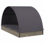 Tumbona 2 personas toldo redondo ratán PE gris 211x112x140 cm de vidaXL, Tumbonas - Ref: Foro24-319655, Precio: 283,14 €, Des...