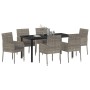 Conjunto de Comedor de Jardín con cojín 7 pcs Gris Poliratán en Sillas de jardín | Comprar online en Foru.es