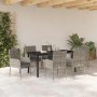 Conjunto de Comedor de Jardín con cojín 7 pcs Gris Poliratán en Sillas de jardín | Comprar online en Foru.es