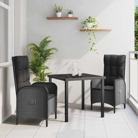 Conjunto de Comedor de Jardín 3 pcs Negro ratán sintético en Sillas de jardín | Comprar online en Foru.es