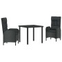 Conjunto de Comedor de Jardín 3 pcs Negro ratán sintético en Sillas de jardín | Comprar online en Foru.es