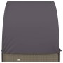 Tumbona 2 personas toldo redondo ratán PE gris 211x112x140 cm de vidaXL, Tumbonas - Ref: Foro24-319655, Precio: 283,14 €, Des...