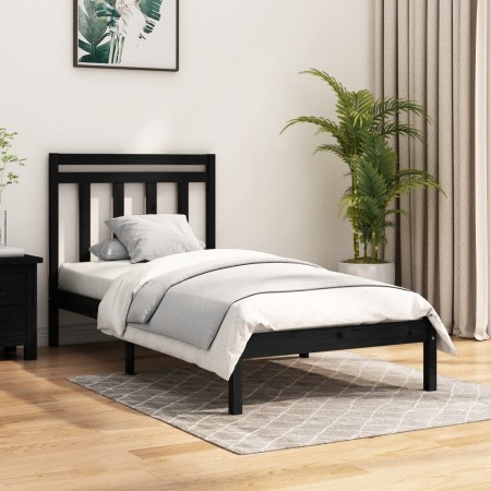 Estructura de cama madera maciza negro 100x200 cm de vidaXL, Camas y somieres - Ref: Foro24-3105244, Precio: 121,94 €, Descue...