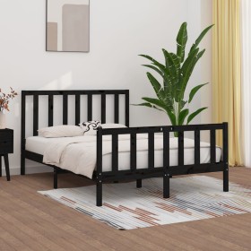 Estructura de cama de madera maciza negra 140x190 cm de vidaXL, Camas y somieres - Ref: Foro24-3105209, Precio: 172,39 €, Des...