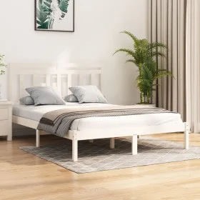 Estructura de cama de madera maciza de pino blanca 160x200 cm de vidaXL, Camas y somieres - Ref: Foro24-3105261, Precio: 125,...