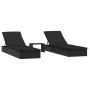 Tumbonas 2 uds con mesita ratán sintético negro de vidaXL, Tumbonas - Ref: Foro24-319636, Precio: 302,17 €, Descuento: %