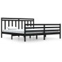 Estructura de cama de madera maciza de pino negra 200x200 cm de vidaXL, Camas y somieres - Ref: Foro24-3105339, Precio: 172,4...