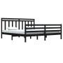 Estructura de cama de madera maciza de pino negra 200x200 cm de vidaXL, Camas y somieres - Ref: Foro24-3105339, Precio: 172,4...