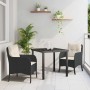 Conjunto de Comedor de Jardín con cojín 3 pcs Negro Poliratán en Sillas de jardín | Comprar online en Foru.es
